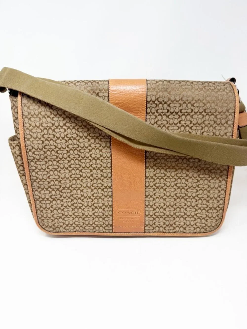 Coach Vintage Y2K‎ Hudson Commuter Messenger Bag F77004 Jacquard Brown Tan